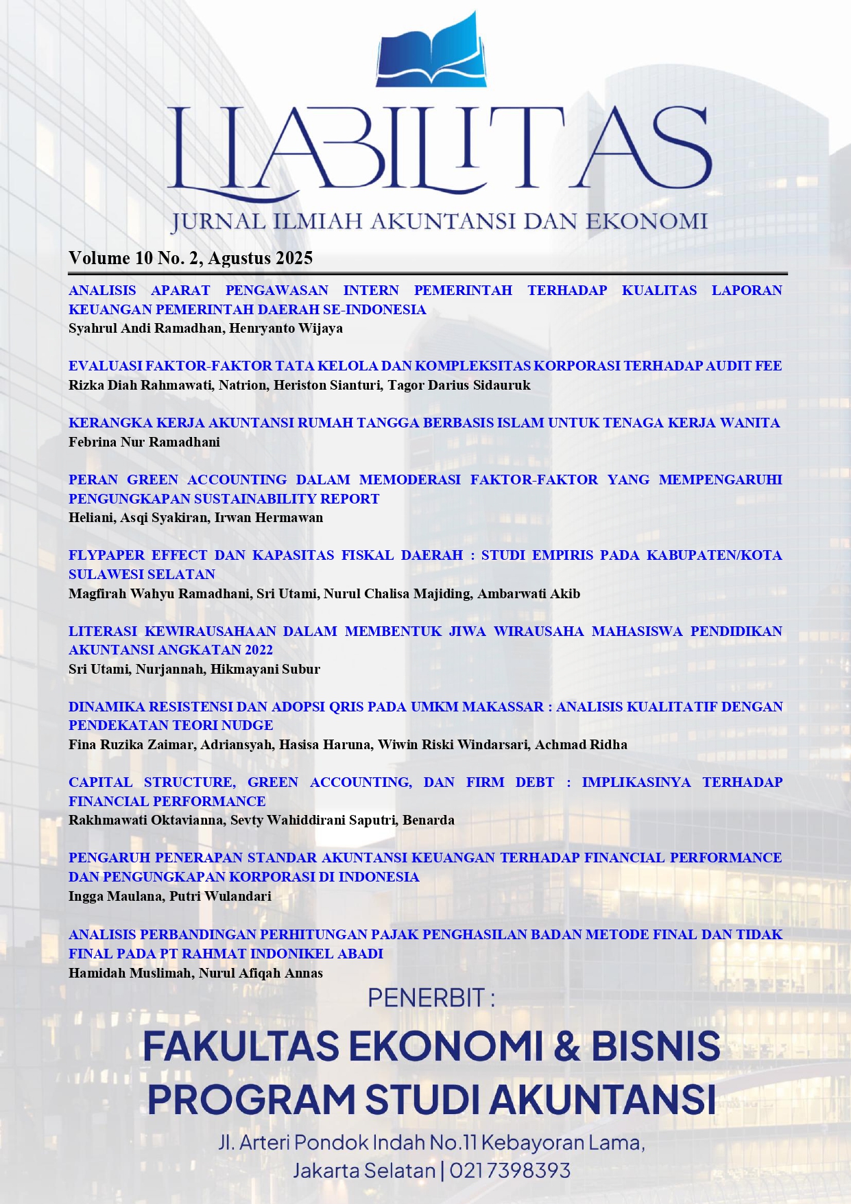 View Vol. 10 No. 2 (2025): Volume 10 No.2, Agustus 2025